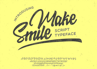 Make Smile. Lettering print on sticker or clothes. Script font. Vector illustration.