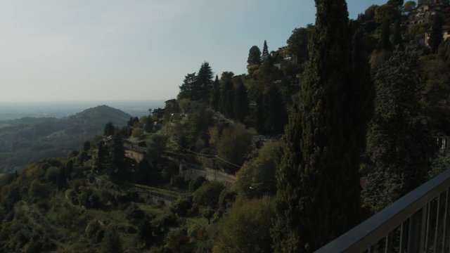 View from top of City stady shot from left to righ, Wide, Bergamo Italy.