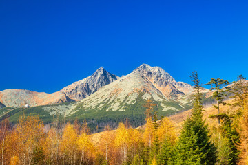 Lomnica Peak in autumn season. The second highest peak of the High Tatras mountains of Slovakia, Europe.
