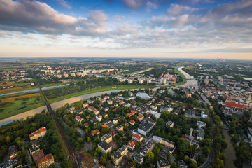 Aerial view of Opole city in Opolskie Voivodeship with old hertiage buildings and wonderful views