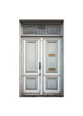 Gray wooden door isolated