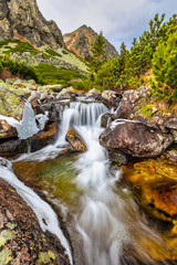 Fototapeta na wymiar Wild creek in The Mlynicka Valley at late autumn period. The High Tatras National Park, Slovakia, Europe.