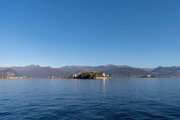 Fototapeta na wymiar Borromean gulf on Lake Maggiore, Northern Italy