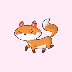 Cute fox vector cartoon illustration