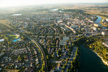 Obraz premium Aerial view of Opole city in Opolskie Voivodeship with old hertiage buildings and wonderful views