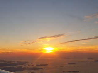 Sunset sky on the airplane