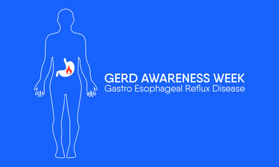 Vector illustration on the theme of Gastroesophaegal Reflux Disease or GERD awareness week in November.