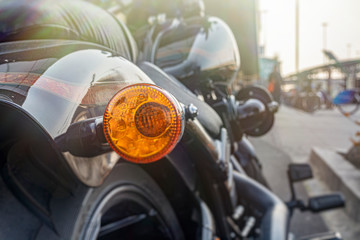 rear part of the motorcycle with a direction indicator, rear view