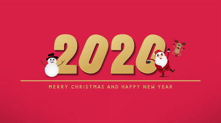 Fototapeta na wymiar merry christmas and happy new year 2020 vector design 02 [Converted]