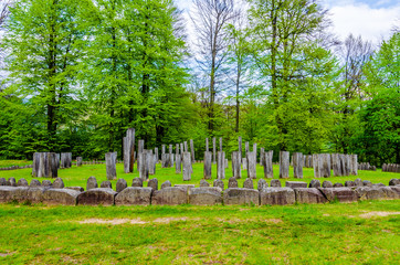 Circle of stones ancient ruins at Sarmizegetusa Regia, Transylvania, Romania