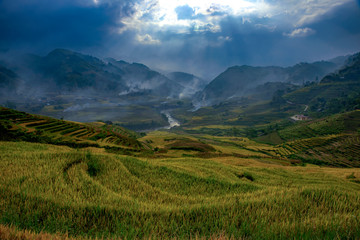 Rice terraces in a big moutain in Tule,Yenbai,Vietnam
