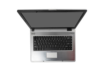 laptop with black screen.