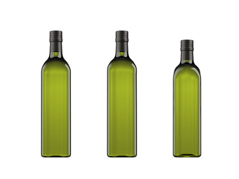 Collection of oil bottles for packshot, Marasca model 750ml, Marasca model 750ml type 2,  Marasca model 500ml. 3d rendering