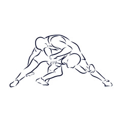 freestyle wrestling vektor sketch