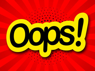 oops label in colored background