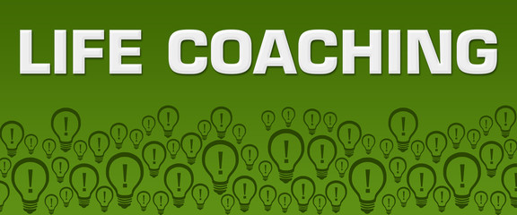 Life Coaching Green Background Bulbs Bottom Text 