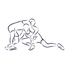 vector illustration of a freestyle wrestling