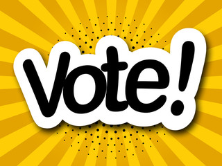 vote label in colored background