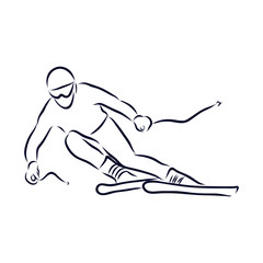 man skiing on white background