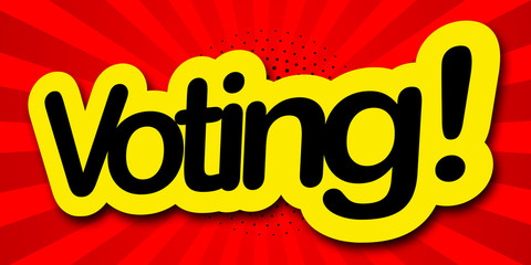 voting label in colored background