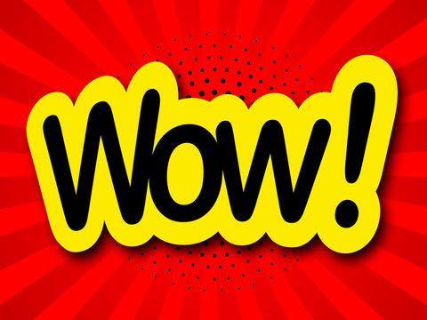 wow label in colored background