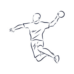 Fototapeta na wymiar Handball player running with ball
