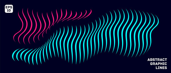Glowing vector dynamic waves. A wonderful and beautiful background for dark surfaces.