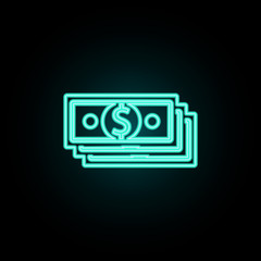 Dollar bills neon icon. Simple thin line, outline vector of banking icons for ui and ux, website or mobile application