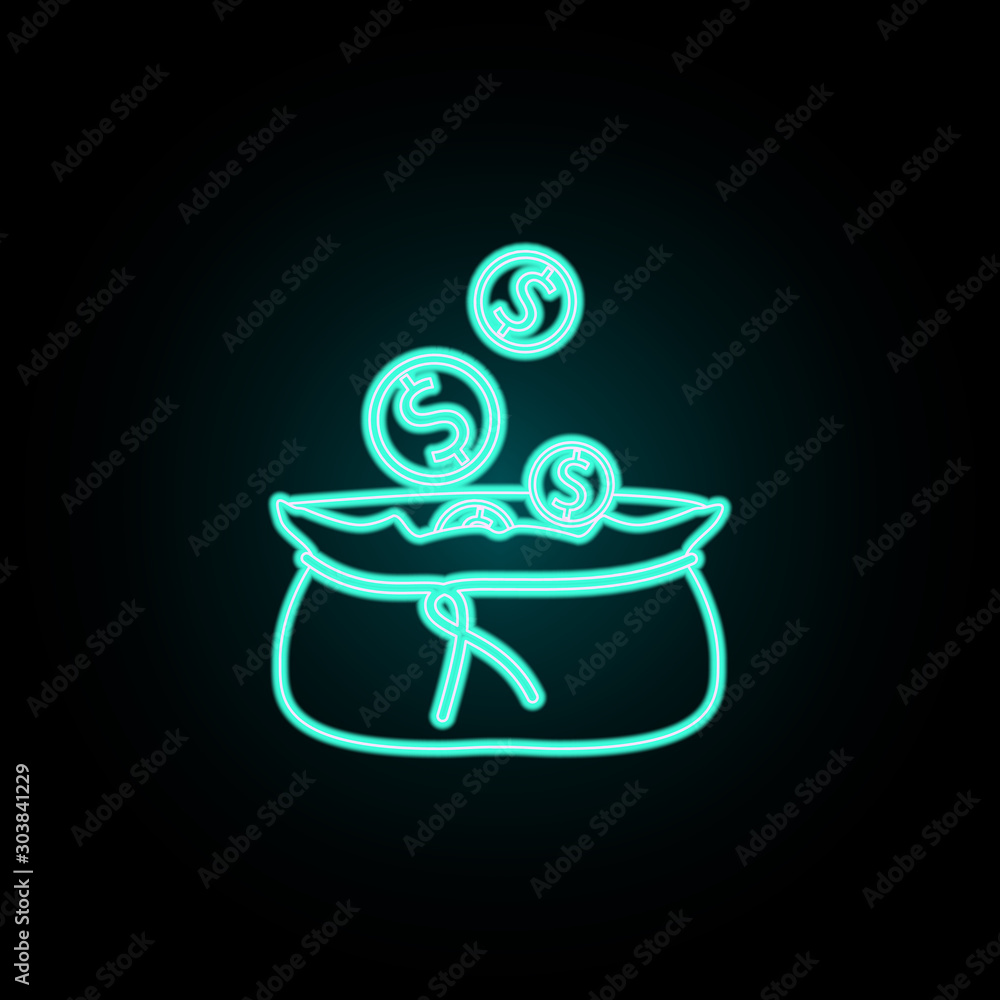 Aufkleber open bag with money neon icon. simple thin line, outline vector of banking icons for ui and ux, webs