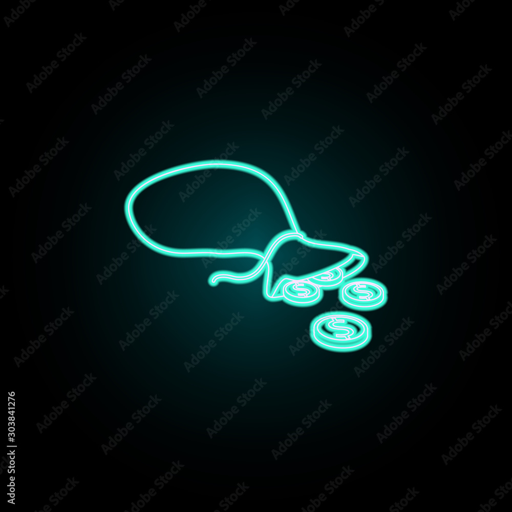 Poster bag with money neon icon. simple thin line, outline vector of banking icons for ui and ux, website o
