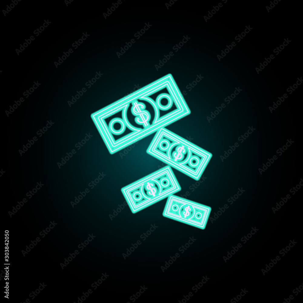Poster falling money neon icon. simple thin line, outline vector of banking icons for ui and ux, website or