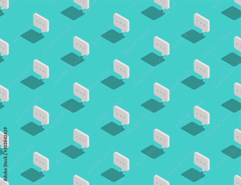 Aufkleber silent dot in speech bubble message 3d isometric seamless pattern, leave chat concept design illustr