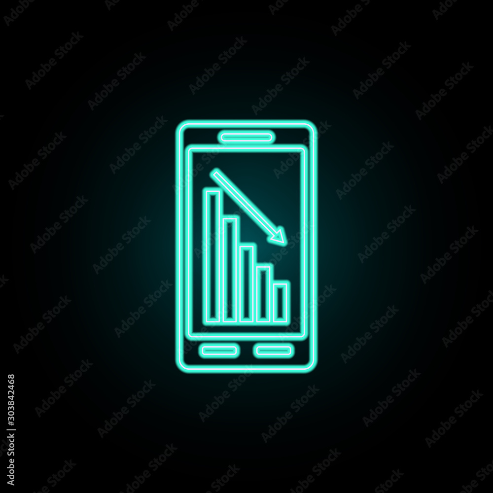 Poster financial indicators in the phone neon icon. simple thin line, outline vector of banking icons for u