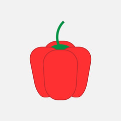 Pepper red icon. Vegetable in flat design. Vector Illustration