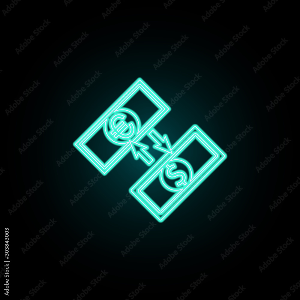 Poster exchange of the dollar for the euro neon icon. simple thin line, outline vector of banking icons for