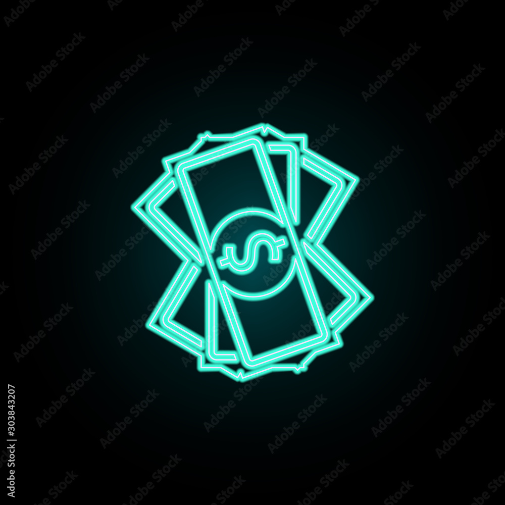 Poster dollar banknotes neon icon. simple thin line, outline vector of banking icons for ui and ux, website