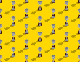 Silver Trophy Cup number two 3d isometric seamless pattern, Winner concept poster and social banner post design illustration isolated on yellow background with copy space, vector eps 10