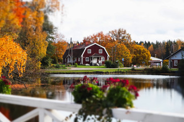 Fototapeta na wymiar Autumnal view of old village Ruotsinpyhtaa, Finland.