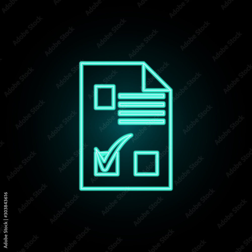 Poster questionnaire neon icon. simple thin line, outline vector of banking icons for ui and ux, website or