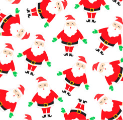 Christmas pattern with cartoon Santa Claus. Wrapping paper or fabric.