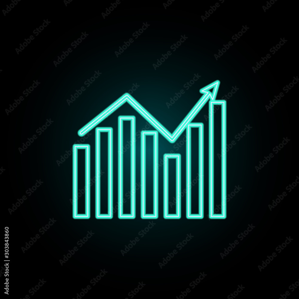 Poster financial chart neon icon. simple thin line, outline vector of banking icons for ui and ux, website 