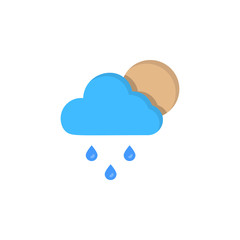 Cloud moon rain drops icon. Simple line, outline vector of two color weather icons for ui and ux, website or mobile application