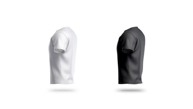Blank black and white clean t-shirt mockup, isolated, looped rotation