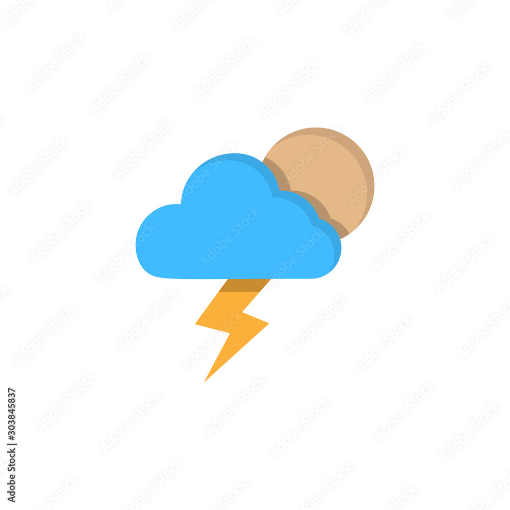 Poster cloud moon lightning icon. simple line, outline vector of two color weather icons for ui and ux, web