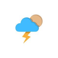 Cloud moon lightning icon. Simple line, outline vector of two color weather icons for ui and ux, website or mobile application