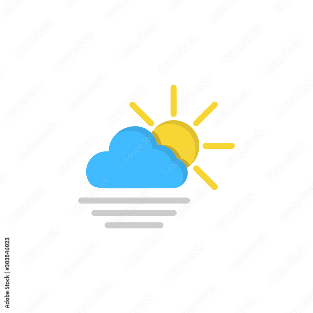 Poster cloud sun fog icon. simple line, outline vector of two color weather icons for ui and ux, website or