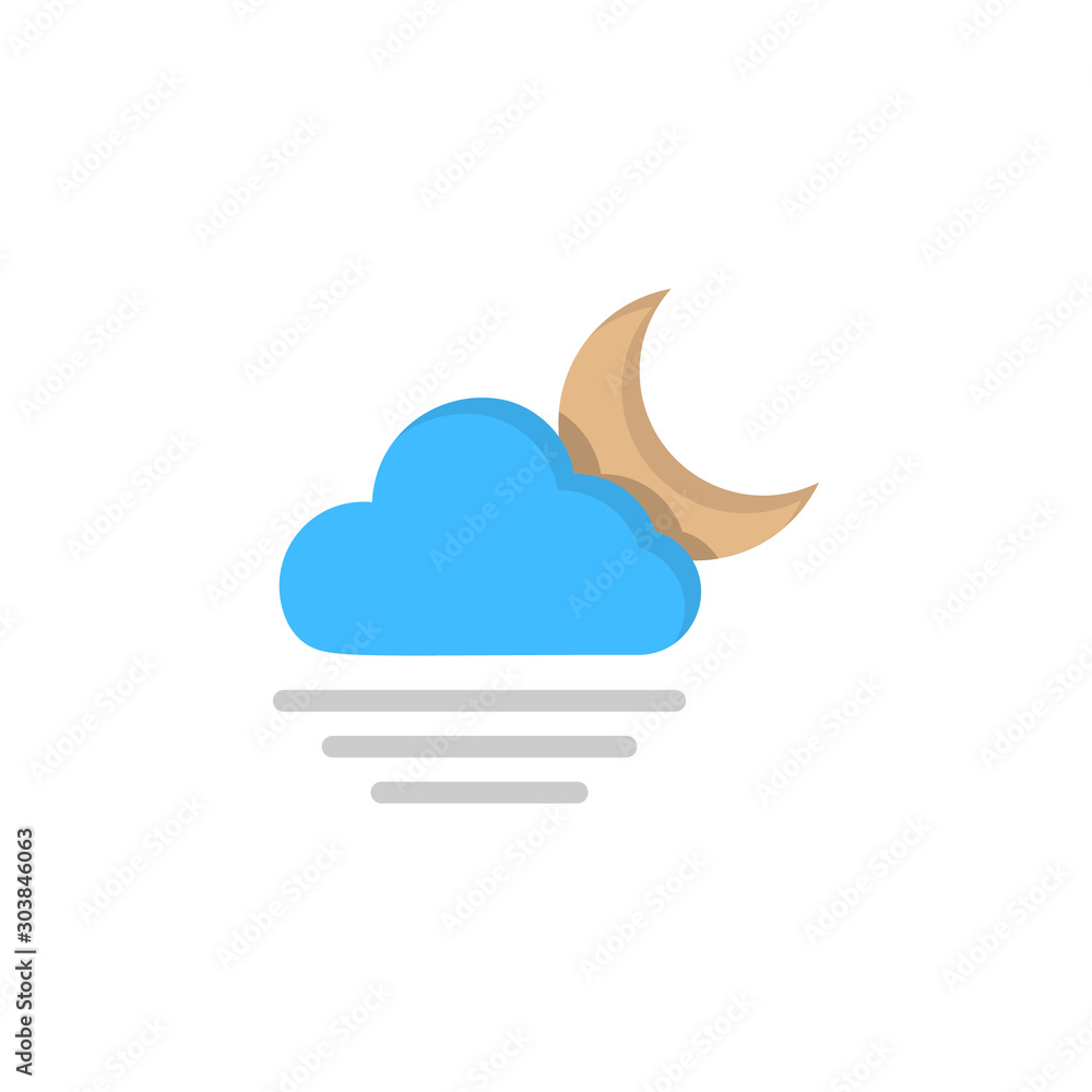 Poster cloud crescent fog icon. simple line, outline vector of two color weather icons for ui and ux, websi