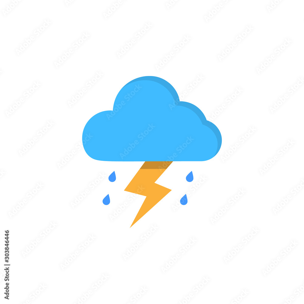 Poster cloud rain drops lightning icon. simple line, outline vector of two color weather icons for ui and u
