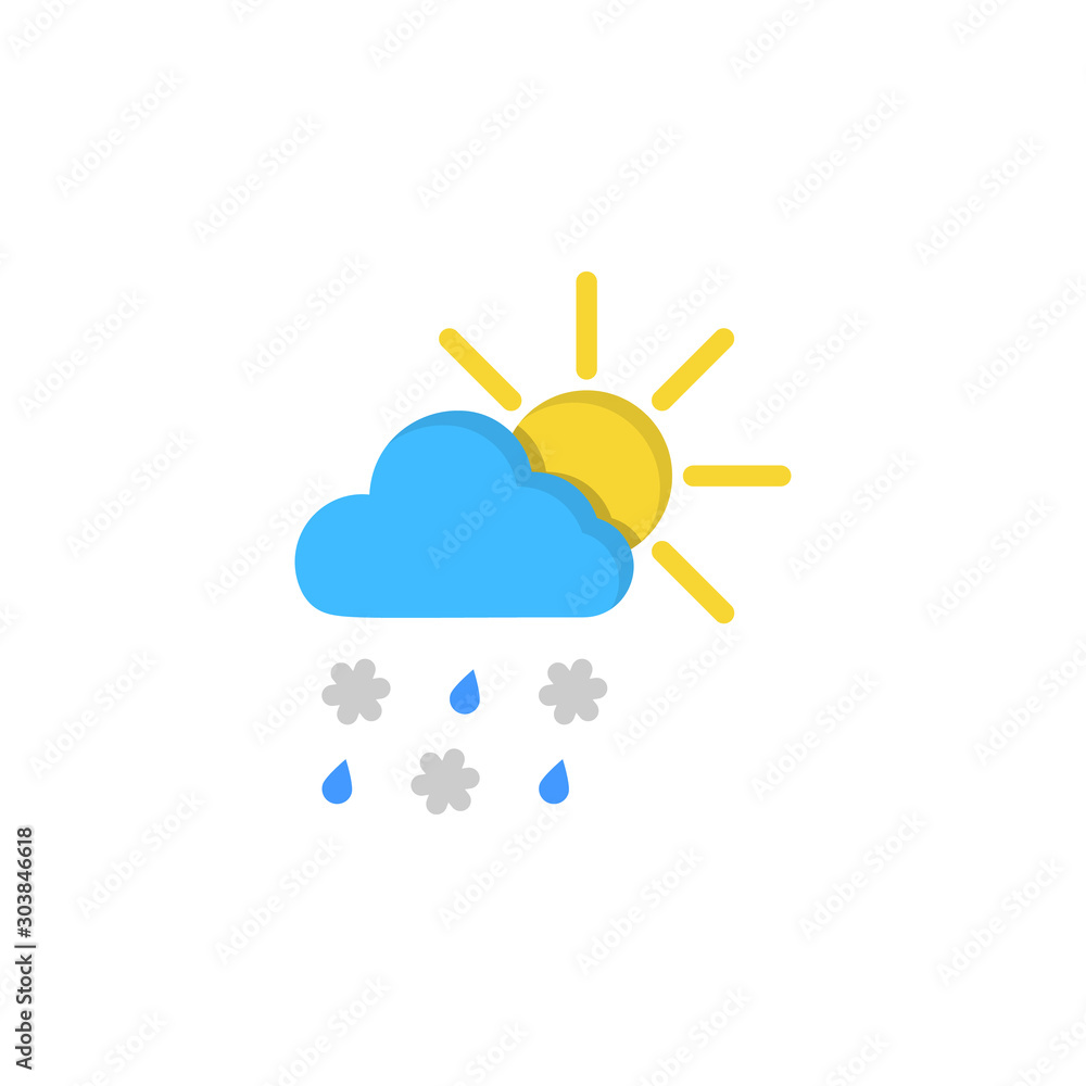 Poster cloud sun rain drops lightning icon. simple line, outline vector of two color weather icons for ui a