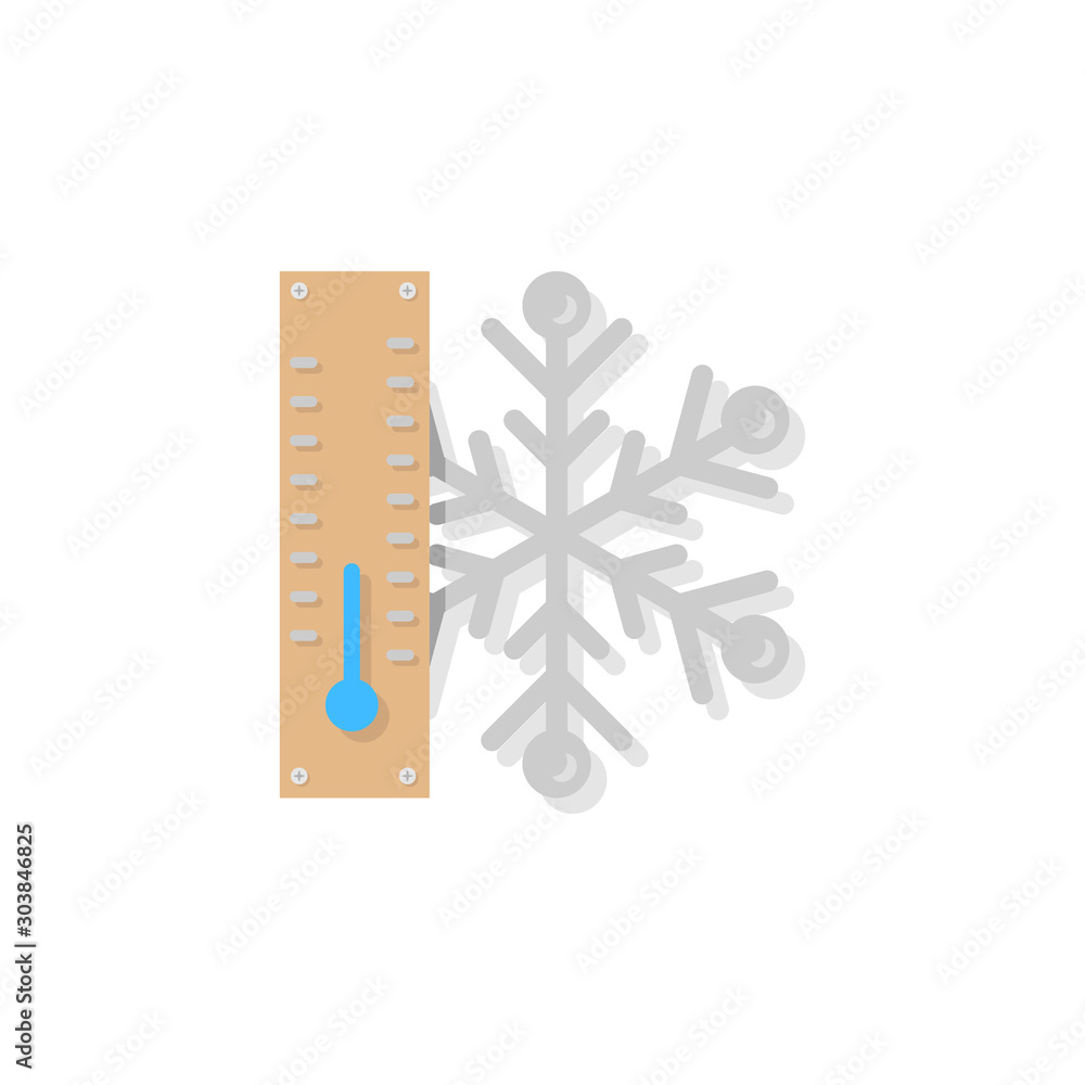 Poster thermometer cold snowflake icon. simple line, outline vector of two color weather icons for ui and u